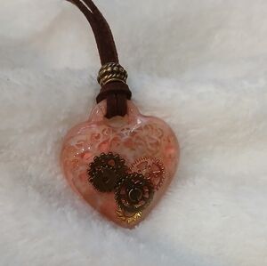 Handcrafted Peach Heart Pendant Necklace - Women's Jewelry